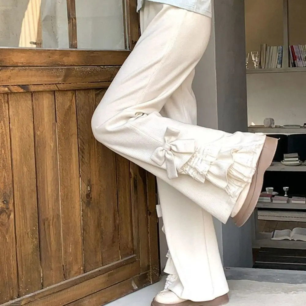 Loose Young Women Corduroy Micro Flared Pants High Waist Baggy Wide Leg Trousers Sweet Casual Lace Bow Flared Pants Party
Loose Young Women Corduroy Micro Flared Pants High Waist Baggy Wide Leg Trousers Sweet Casual Lace Bow Flared Pants Party