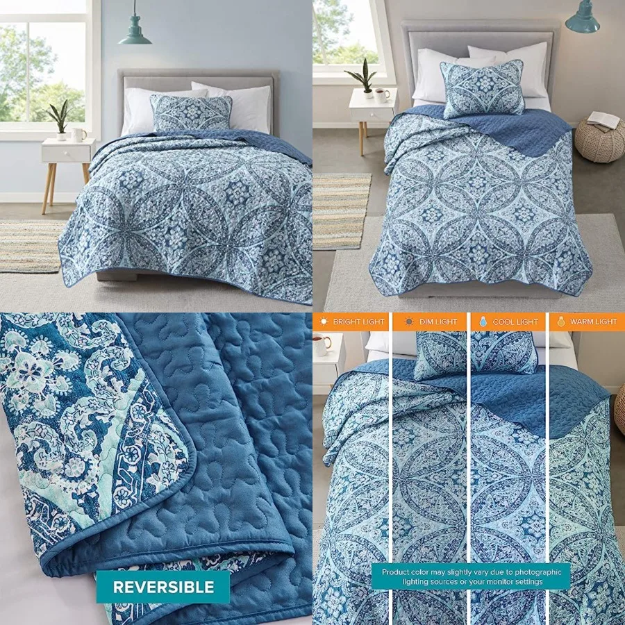 Reversible Quilt Set-Vermicelli Stitching Design All Season, Lightweight, Coverlet Bedspread Bedding, Matching Shams,,Damask 2
Reversible Quilt Set-Vermicelli Stitching Design All Season, Lightweight, Coverlet Bedspread Bedding, Matching Shams,,Damask 2