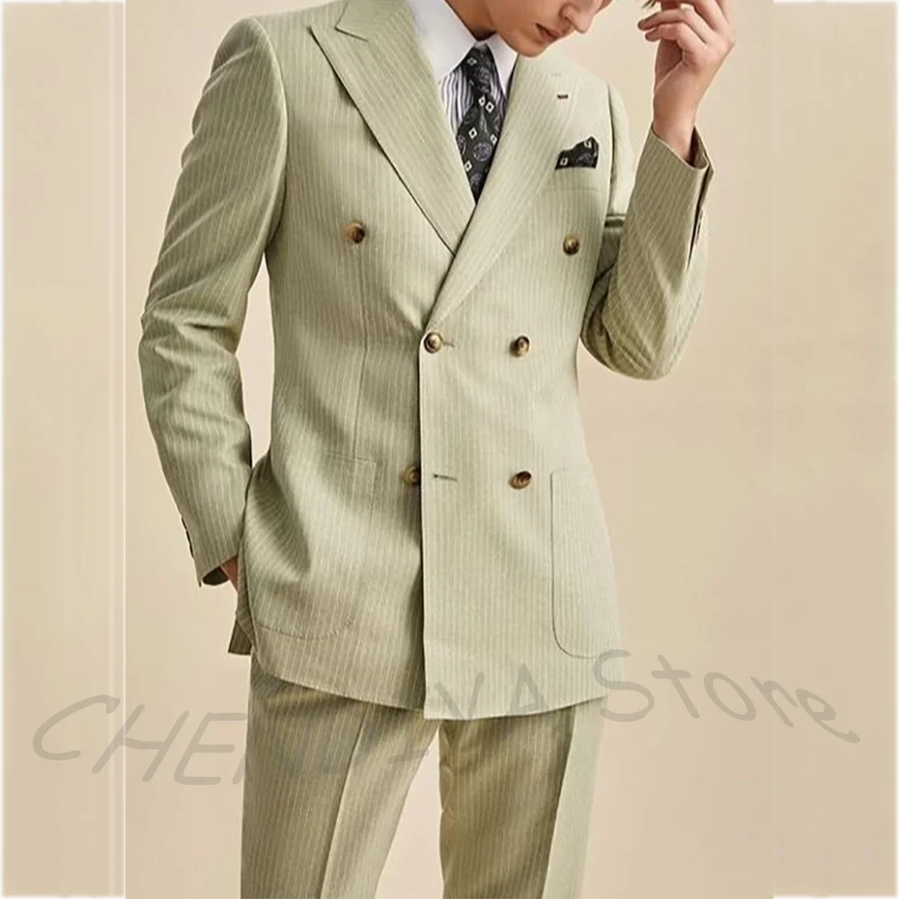 Hot Sale Pinstriped Men's Suits High Quality Formal Male Clothing Double Breasted Business Casual Office Work Daily Man Set
Hot Sale Pinstriped Men's Suits High Quality Formal Male Clothing Double Breasted Business Casual Office Work Daily Man Set