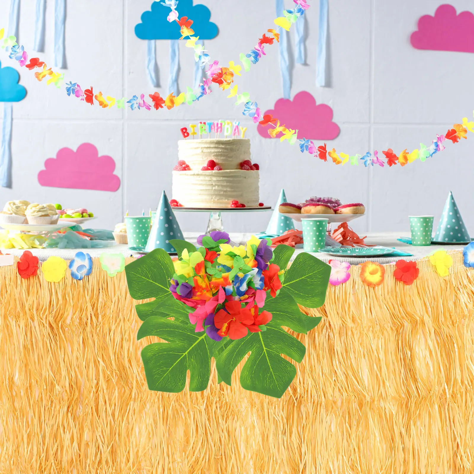 Hawaiian Party Table Skirt Set PP Material Reusable Decorations Bright Colors Non Fading Themed Supplies Straw nament Kitchen
Hawaiian Party Table Skirt Set PP Material Reusable Decorations Bright Colors Non Fading Themed Supplies Straw nament Kitchen