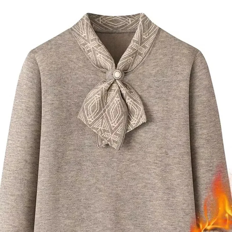 2025 High-End Knitted Sweater Middle Aged Elderly Women's Knitwear Autumn Winter Add Velvet And Thickened Pullover Coat Top 
2025 High-End Knitted Sweater Middle Aged Elderly Women's Knitwear Autumn Winter Add Velvet And Thickened Pullover Coat Top