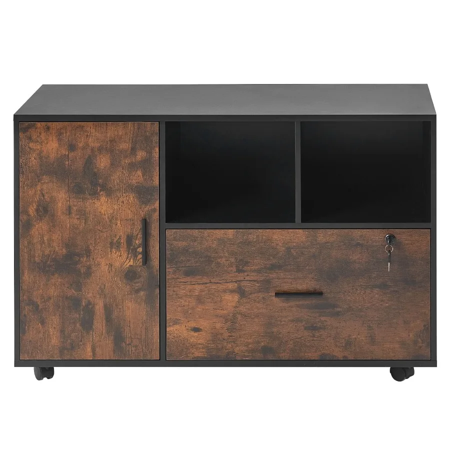 Wood File Cabinet with Wheels Mobile Filing Storage Unit with Adjustable Shelves Lockable Lateral Drawer Freestanding Printer S
Wood File Cabinet with Wheels Mobile Filing Storage Unit with Adjustable Shelves Lockable Lateral Drawer Freestanding Printer S