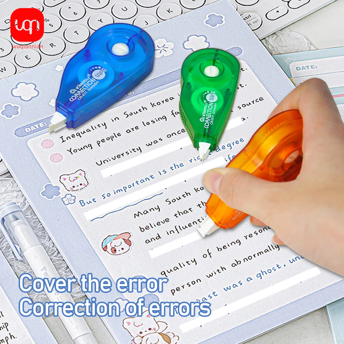 WQN 1/3pcs multifunctional multicolor correction tape, safe and odorless, adheres firmly, smooth and evenly gears, perfectly
WQN 1/3pcs multifunctional multicolor correction tape, safe and odorless, adheres firmly, smooth and evenly gears, perfectly