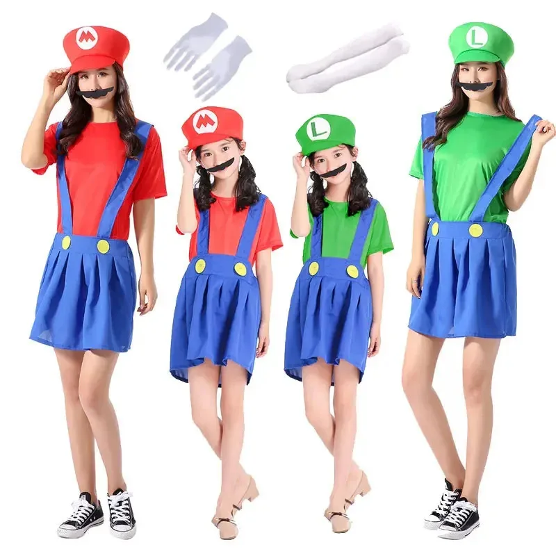 Girls women super brother jumpsuit plumber cosplay boys kids adult Luigi costume dress hat beard gloves socks Halloween costume
Girls women super brother jumpsuit plumber cosplay boys kids adult Luigi costume dress hat beard gloves socks Halloween costume
