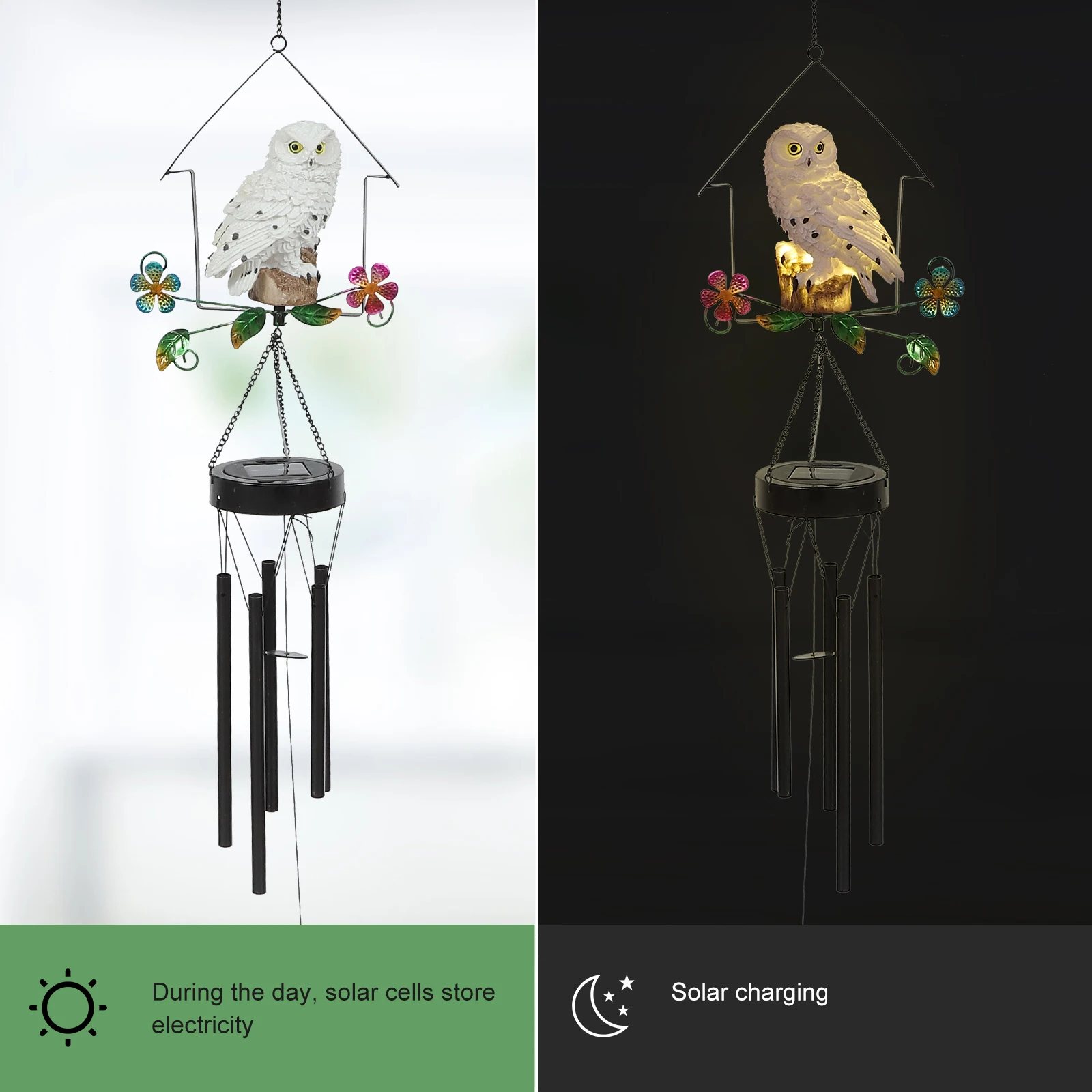 Owl-shaped Hanging Pendant Solar Wind Chime Decor Iron Resin Garden Balcony Pathway Child Room Luminous Embellishing Excellent
Owl-shaped Hanging Pendant Solar Wind Chime Decor Iron Resin Garden Balcony Pathway Child Room Luminous Embellishing Excellent