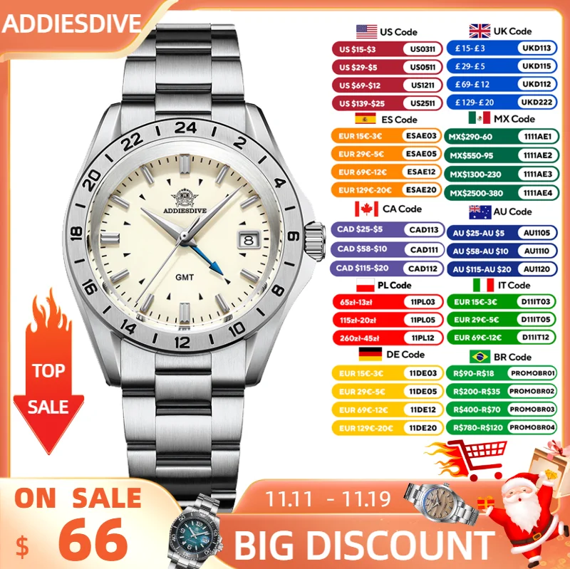ADDIESDIVE Men's Watch GMT Sapphire Quartz Wristwatch Ronda 515-24H Waterproof 200m Stainless Steel 38mm Diving Watch New AD2063
ADDIESDIVE Men's Watch GMT Sapphire Quartz Wristwatch Ronda 515-24H Waterproof 200m Stainless Steel 38mm Diving Watch New AD2063