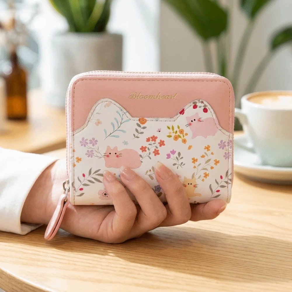Versatile Cartoon Cat Floral Print Wallet Zipper Closure PU Leather Short Wallet Slim Multi Card Slots Coin Purse For Girls
Versatile Cartoon Cat Floral Print Wallet Zipper Closure PU Leather Short Wallet Slim Multi Card Slots Coin Purse For Girls