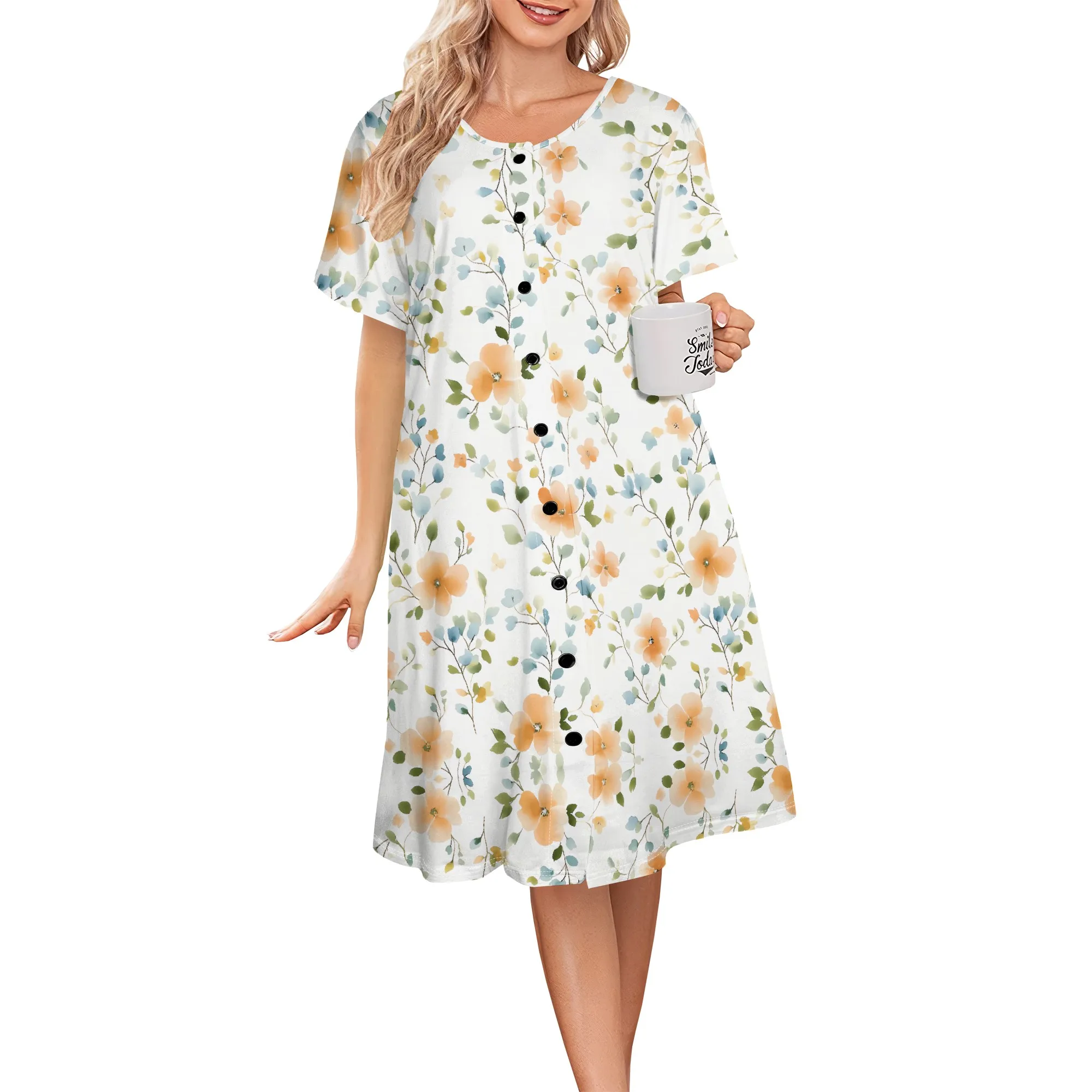 Womens Summer Casual Midi Ditsy Floral Pattern Dresses Short Sleeve Button Down T Shirt Dress Beach Cover Up Flower Dress
Womens Summer Casual Midi Ditsy Floral Pattern Dresses Short Sleeve Button Down T Shirt Dress Beach Cover Up Flower Dress