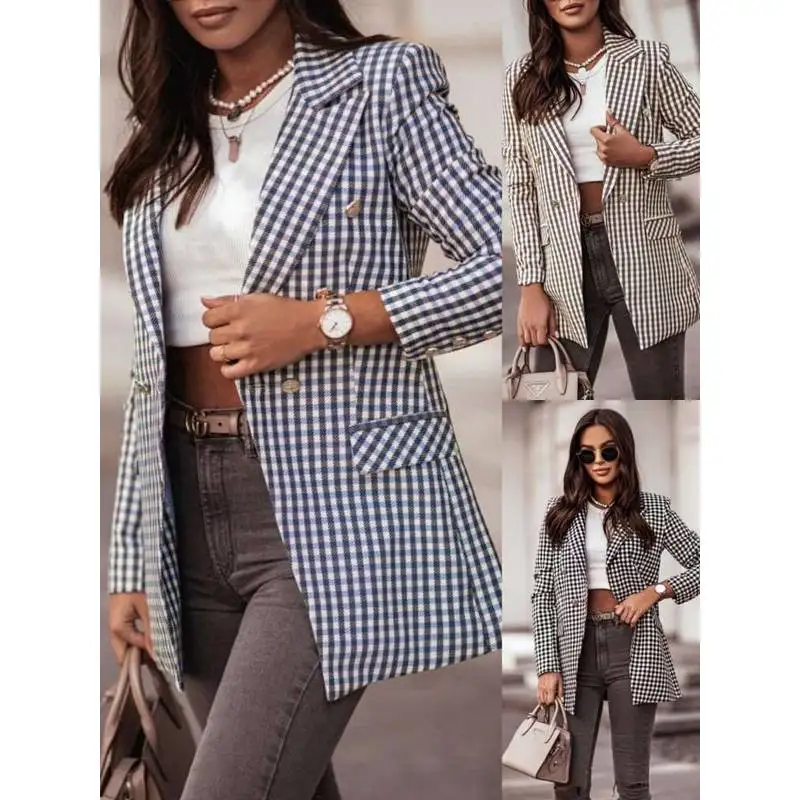 New Plaid Faion Small Sweet Sle Pure Linen Material Women's Suit for Office Long Sve Midi Length Double Breasted
New Plaid Faion Small Sweet Sle Pure Linen Material Women's Suit for Office Long Sve Midi Length Double Breasted
