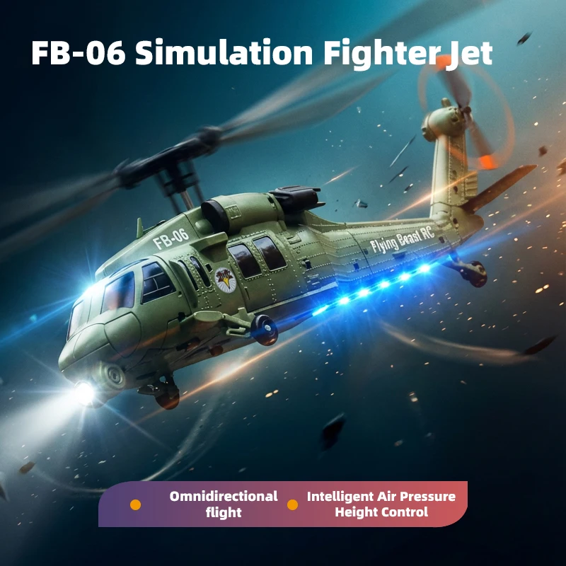 Черный ястреб, дистанционное управление, имитация вертолета, оптическое позиционирование потока, четырехканальный одноканальный пропеллер, модель FB-06, детский Bi
Черный ястреб, дистанционное управление, имитация вертолета, оптическое позиционирование потока, четырехканальный одноканальный пропеллер, модель FB-06, детский Bi