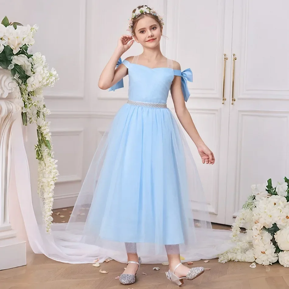 Light Sky Blue & Blush Pink Little Girls Formal Event Wear Dresses Pleated V Neck Long Junior Bridesmaid Gowns Cute Flower
Light Sky Blue & Blush Pink Little Girls Formal Event Wear Dresses Pleated V Neck Long Junior Bridesmaid Gowns Cute Flower