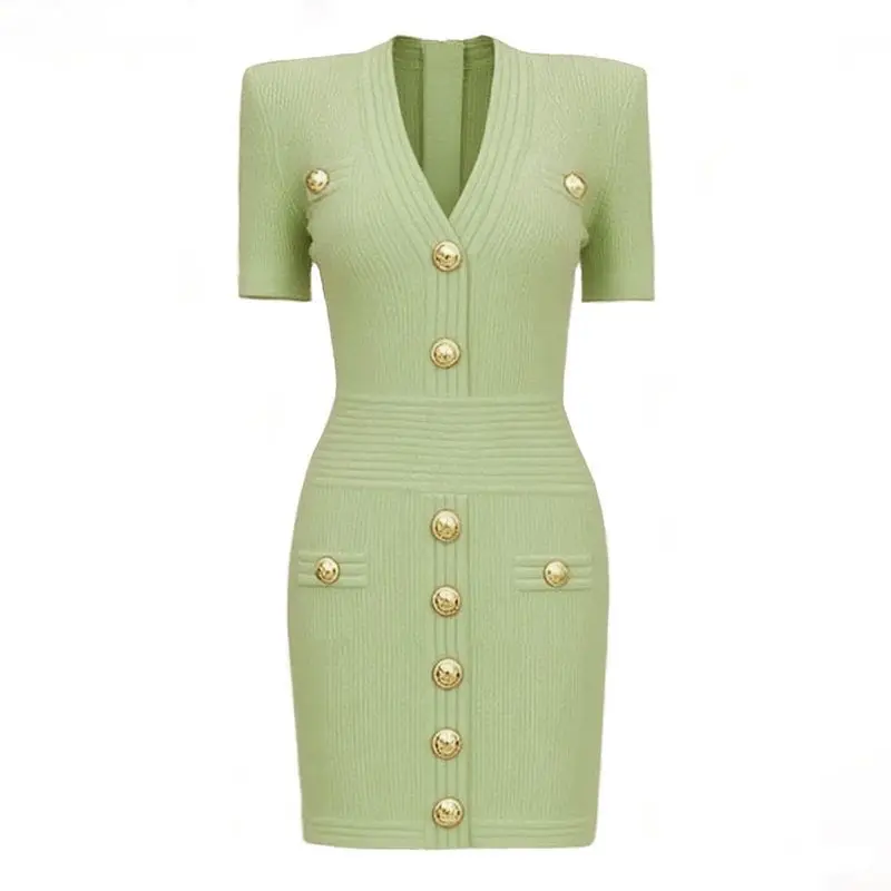 Elegant Short Knitted Dress with Rivet Button Classic V-Neck Midi Skirt Sleeveless Women's Fashion Commute New Arrival 2025
Elegant Short Knitted Dress with Rivet Button Classic V-Neck Midi Skirt Sleeveless Women's Fashion Commute New Arrival 2025