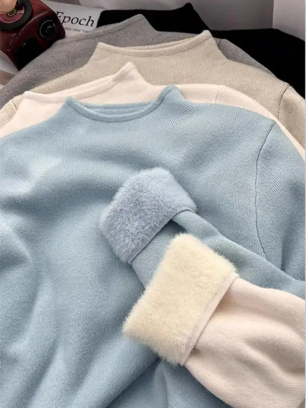 Soft Cotton Knitted Sweater Thickened Integrated Fluffy Women's Autumn Winter Warm Top Half High Collar Base Shirt
Soft Cotton Knitted Sweater Thickened Integrated Fluffy Women's Autumn Winter Warm Top Half High Collar Base Shirt