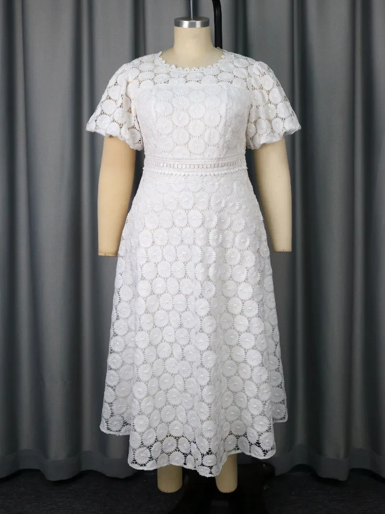 Elegant Floral Lace Midi Dress Women Puff Sleeve Casual Empire Waist A-Line Dresses Summer Sweet Hollow Out Party Vestidos
Elegant Floral Lace Midi Dress Women Puff Sleeve Casual Empire Waist A-Line Dresses Summer Sweet Hollow Out Party Vestidos