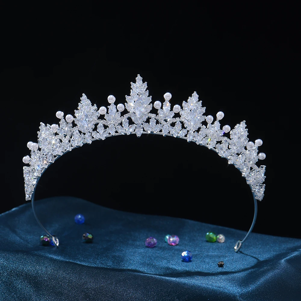 Cubic Zirconia Bride Crowns Tiaras Wedding Hair Jewelry Headdress CZ Pearl Bridal Crown Sweet 16 Birthday Party Prom Headpiece
Cubic Zirconia Bride Crowns Tiaras Wedding Hair Jewelry Headdress CZ Pearl Bridal Crown Sweet 16 Birthday Party Prom Headpiece