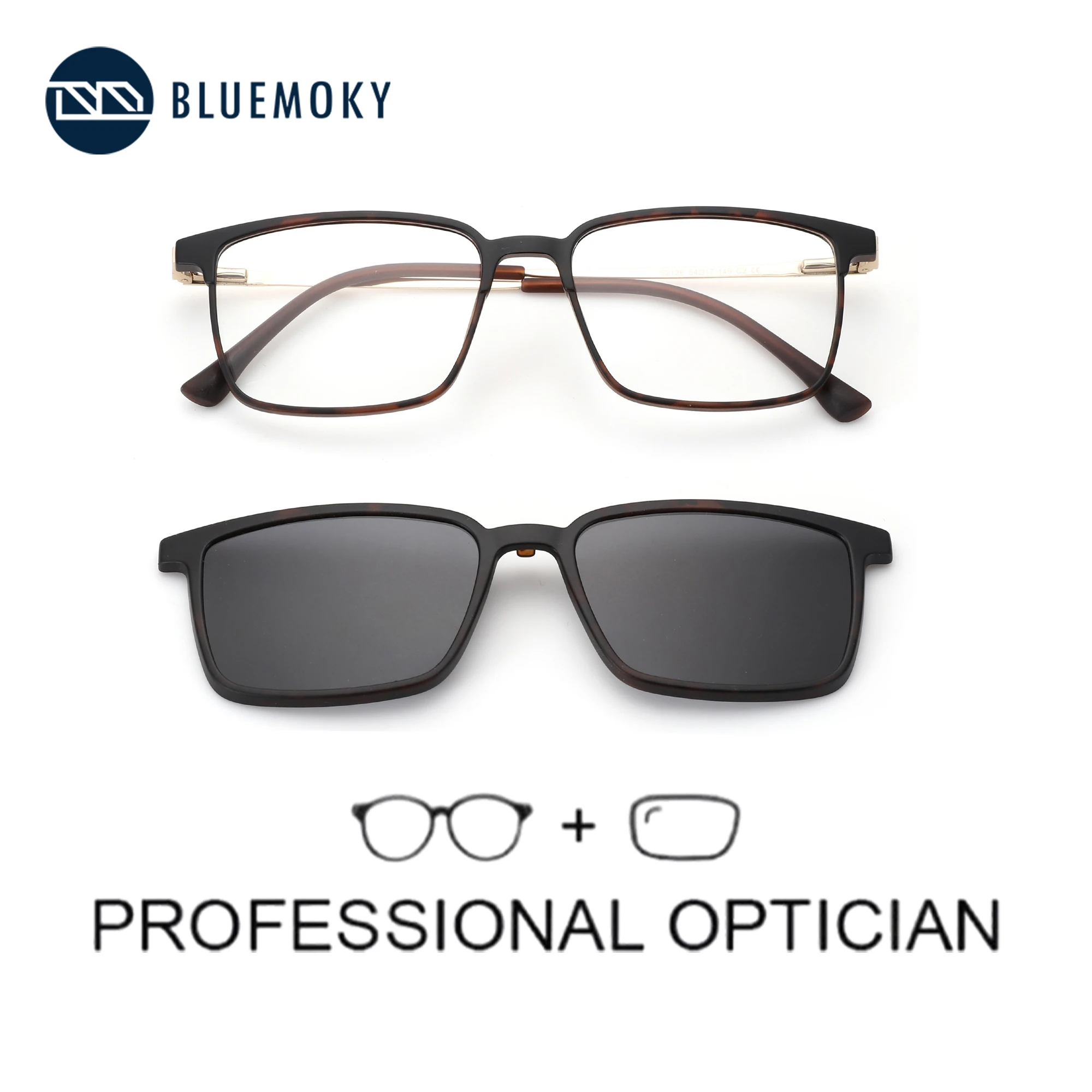 BLUEMOKY XL Size Fashion Magnetic Clip-on Square Prescription Glasses For Men Polarized UV400 Protection Optical SunGlasses
BLUEMOKY XL Size Fashion Magnetic Clip-on Square Prescription Glasses For Men Polarized UV400 Protection Optical SunGlasses