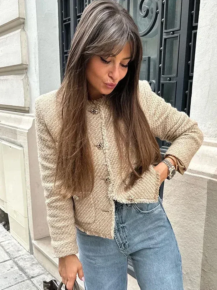 New Women 2026 Elegant Single Breasted Pocket Coat Spring Fashion Tweed Cropped Jacket Female Long Sleeve Round Collar Outerwear
New Women 2026 Elegant Single Breasted Pocket Coat Spring Fashion Tweed Cropped Jacket Female Long Sleeve Round Collar Outerwear
