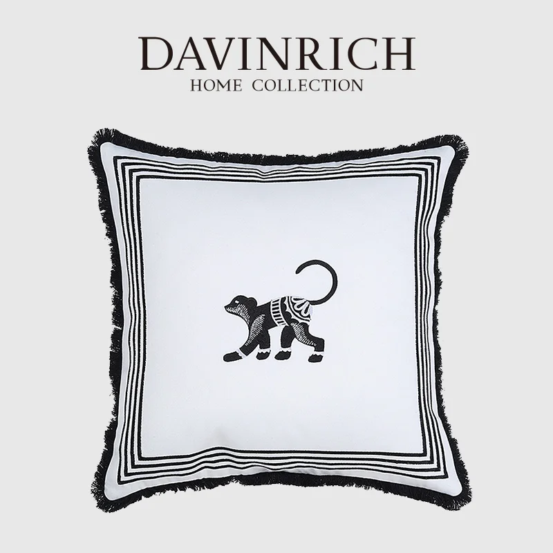 DAVINRICH Мебельная наволочка в стиле шинуазри, древние мифические животные, вышитая наволочка для гостиной, черный и белый
DAVINRICH Мебельная наволочка в стиле шинуазри, древние мифические животные, вышитая наволочка для гостиной, черный и белый