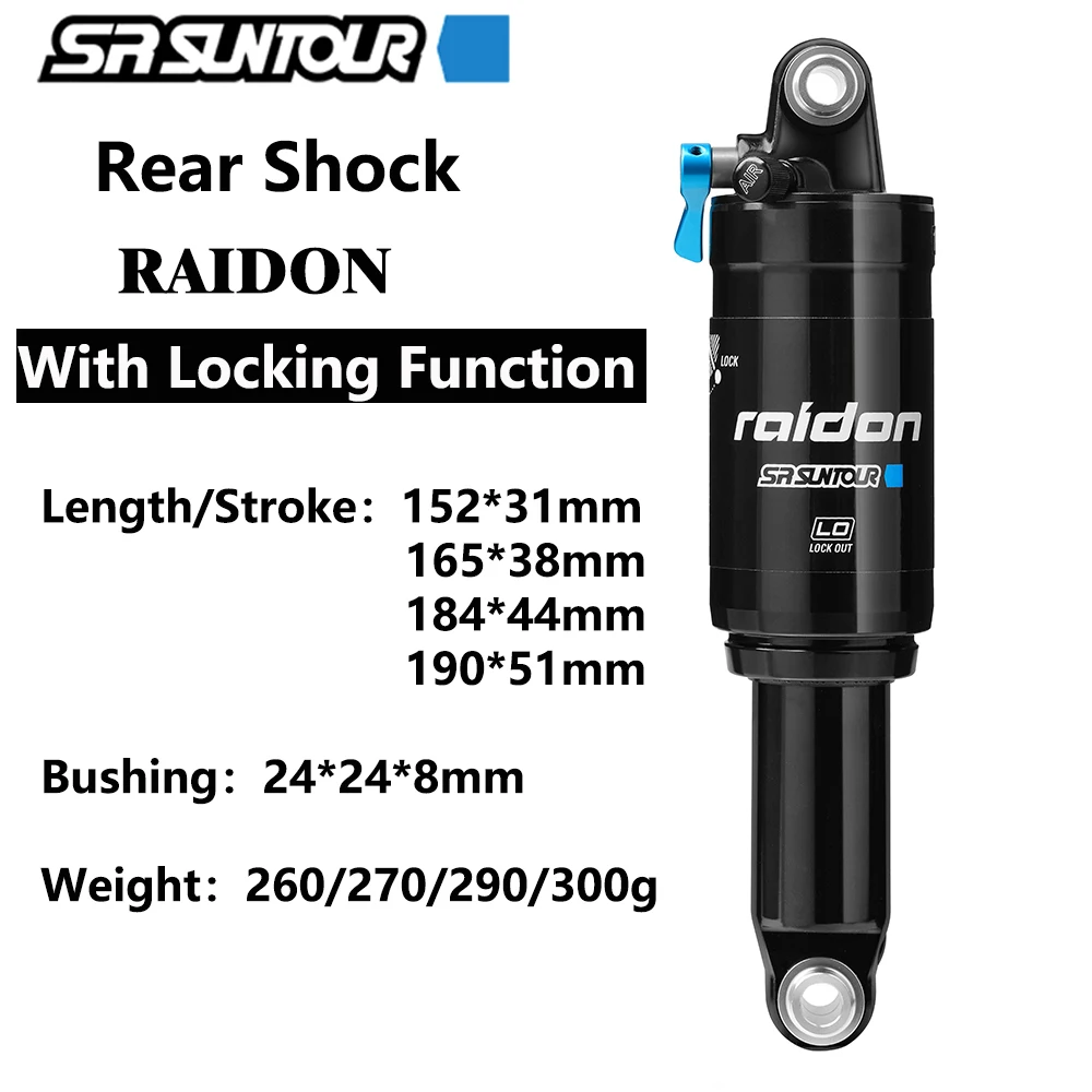 SR SUNTOUR Bike Rear Shock 152/165/184/190mm Adjustable Rear Bicycle Damper With Lock For MTB Bike XC
SR SUNTOUR Bike Rear Shock 152/165/184/190mm Adjustable Rear Bicycle Damper With Lock For MTB Bike XC