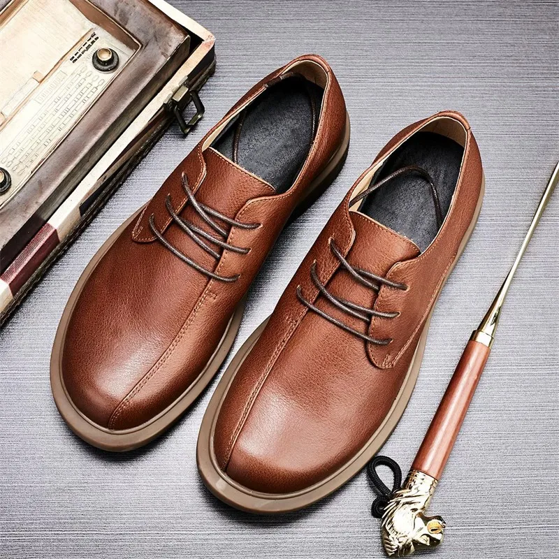 New British Style Genuine Leather Fashion Business Leather Shoes Men Derby Lace Up Casual Soft Sole Luxury Man Shoes 030
New British Style Genuine Leather Fashion Business Leather Shoes Men Derby Lace Up Casual Soft Sole Luxury Man Shoes 030