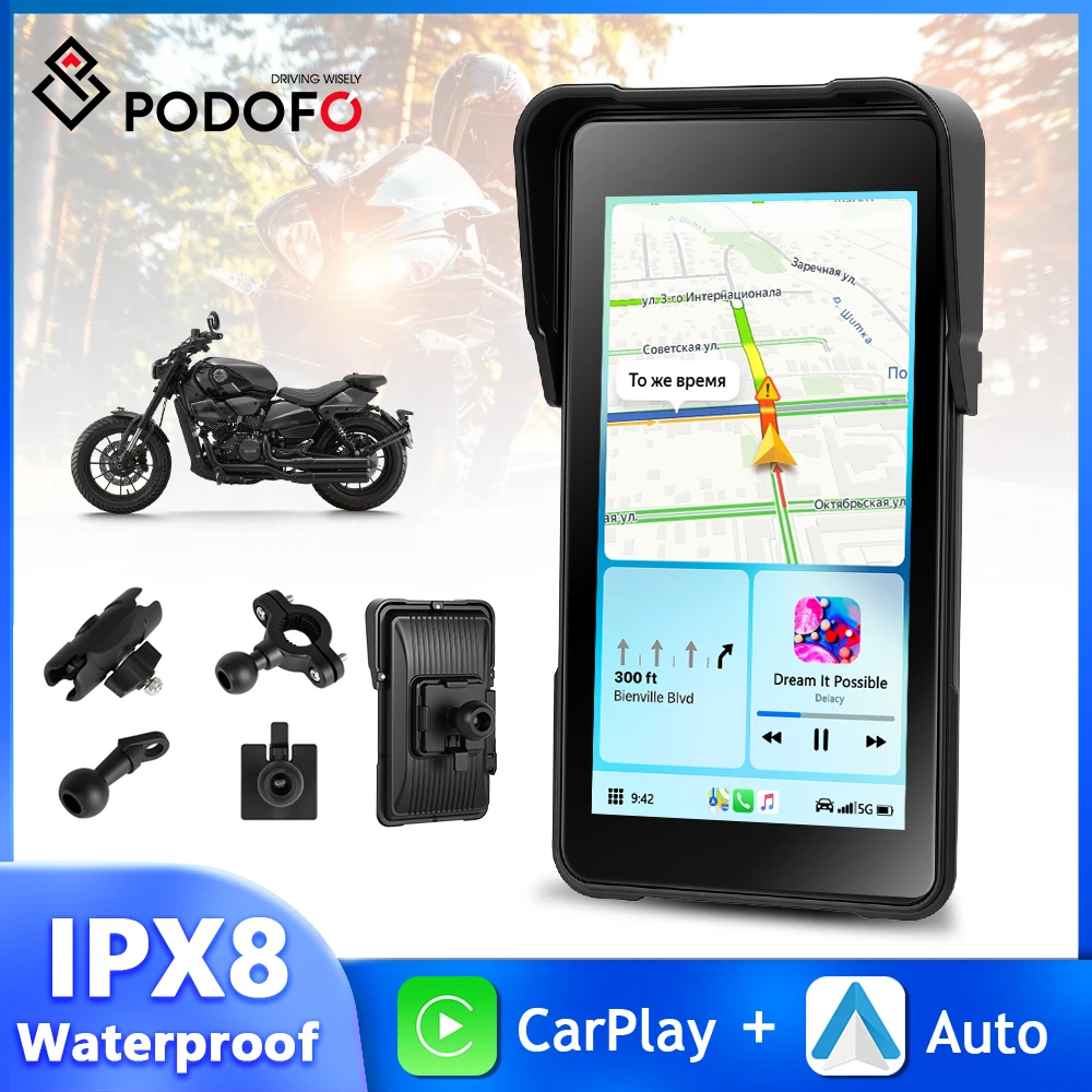 Podofo 5-дюймовый мотоцикл Carplay Android Auto с вертикальным экраном IPX8 водонепроницаемый GPS-навигатор мотоциклетный монитор умный экран плеер 
Podofo 5-дюймовый мотоцикл Carplay Android Auto с вертикальным экраном IPX8 водонепроницаемый GPS-навигатор мотоциклетный монитор умный экран плеер
