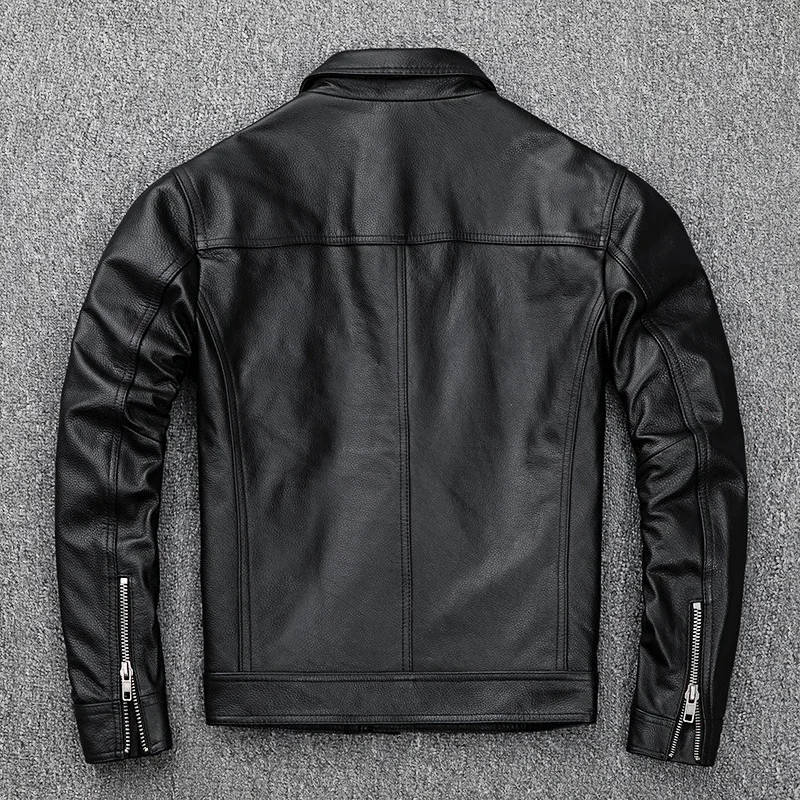 American casual Ami Khaki top layer cowhide leather jacket men's slim motorcycle leather jacket lapel coat
American casual Ami Khaki top layer cowhide leather jacket men's slim motorcycle leather jacket lapel coat