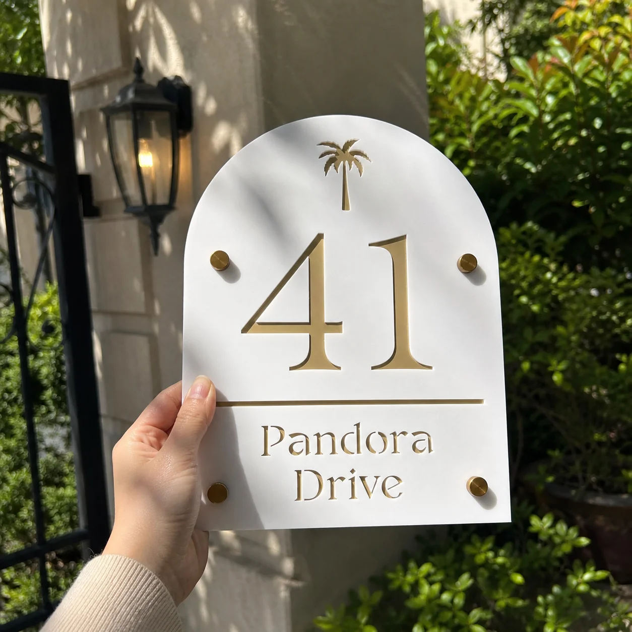 Modern Arched House Number Sign Custom Acrylic Address Personalized Outdoor Door Number Mailbox Sign Coastal Palm Tree Decor
Modern Arched House Number Sign Custom Acrylic Address Personalized Outdoor Door Number Mailbox Sign Coastal Palm Tree Decor