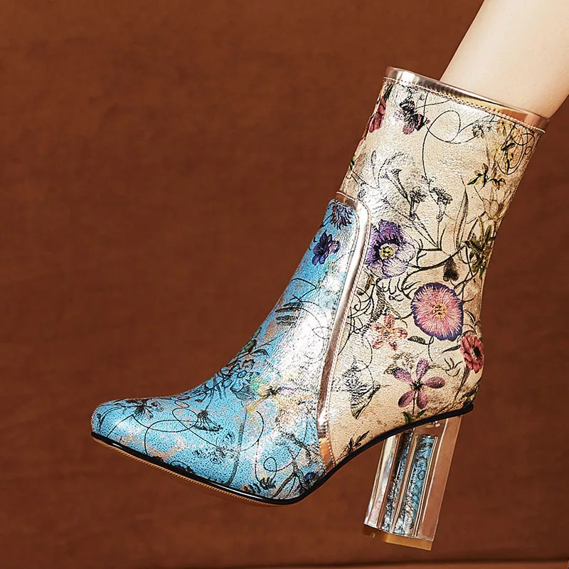 Женские Прозрачные ботинки с принтом, остроносые ботинки большого размера
Женские Прозрачные ботинки с принтом, остроносые ботинки большого размера