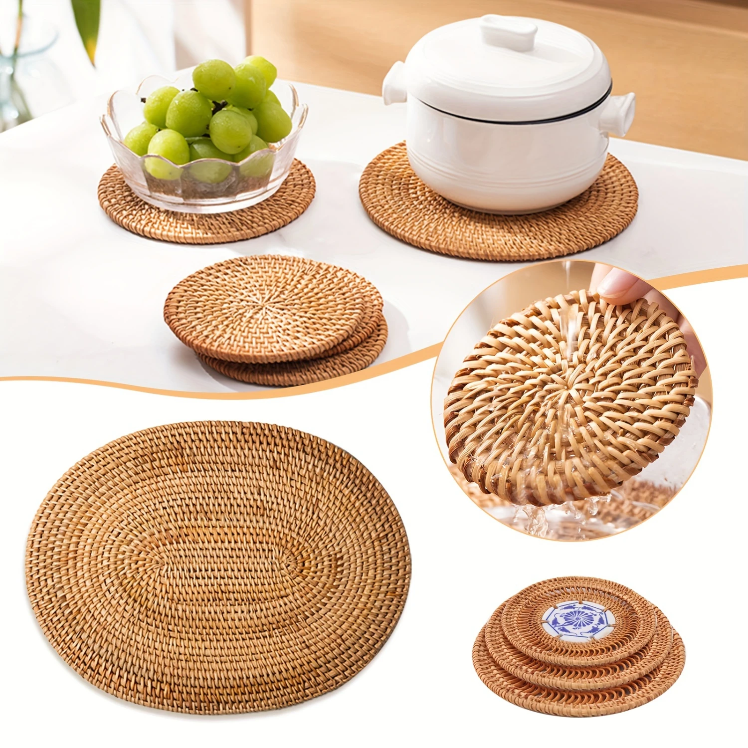 Woven Rattan Tea Cushion Insulator Fashion Washable Cup Mat For Dining Table Kitchen
Woven Rattan Tea Cushion Insulator Fashion Washable Cup Mat For Dining Table Kitchen