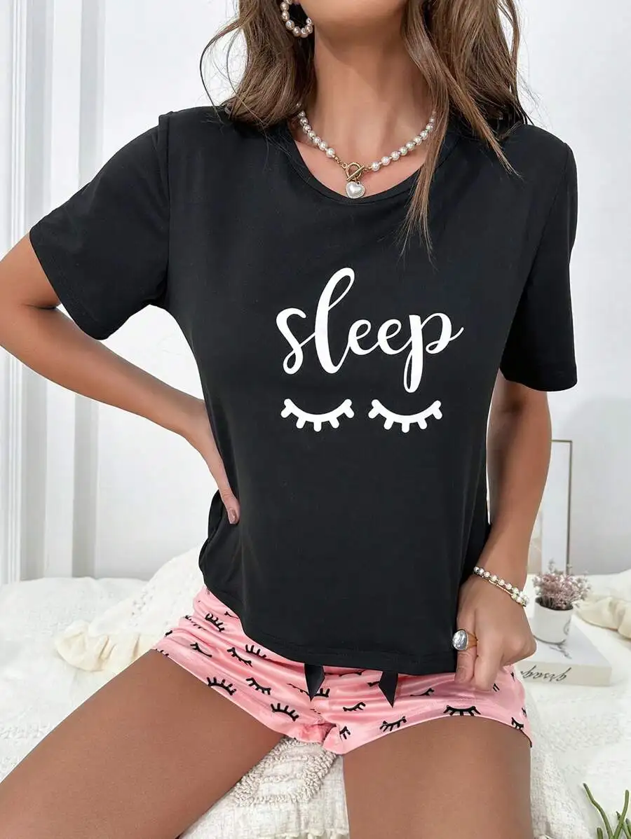 Sleep Letter Graphic Pajama Set For Women
Sleep Letter Graphic Pajama Set For Women