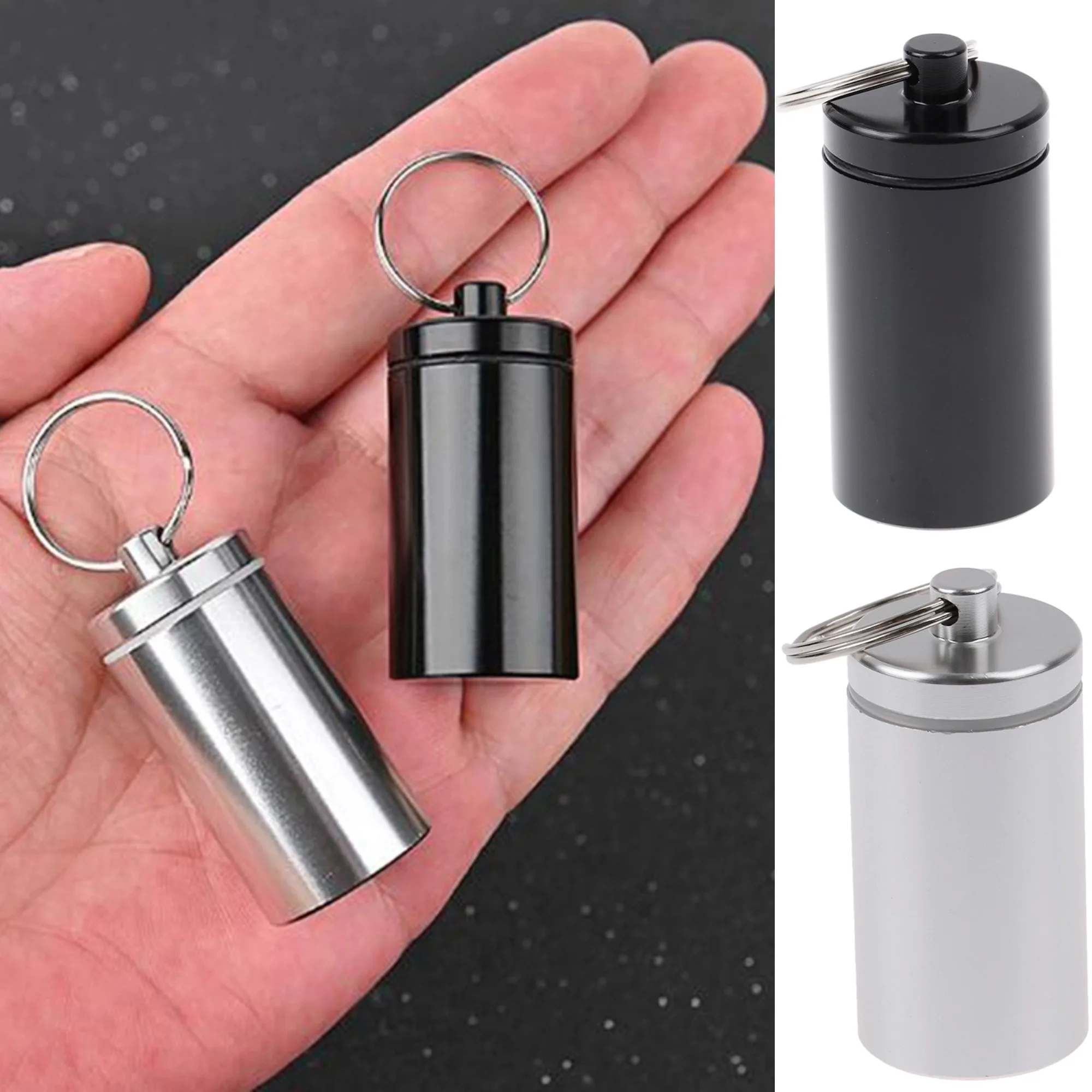46*22mm Mini Drug Bottle Holder Aluminum Alloy Bottle Medicine Container Portable Small Pill Box Case Waterproof Keychain
46*22mm Mini Drug Bottle Holder Aluminum Alloy Bottle Medicine Container Portable Small Pill Box Case Waterproof Keychain