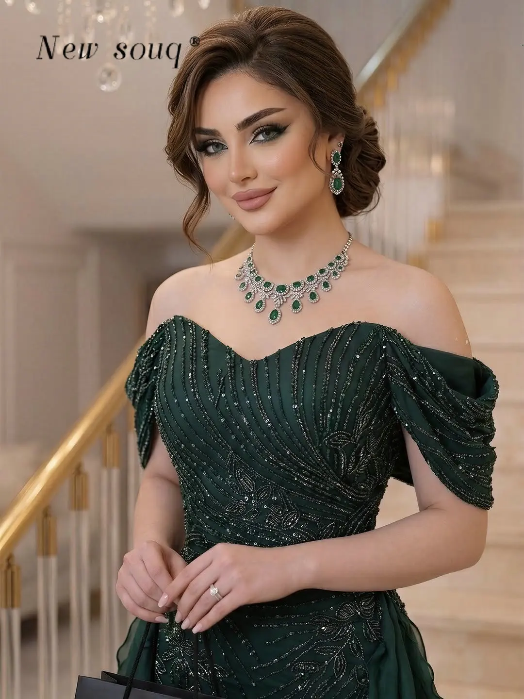 Arabic Emerald Green Elegant Ankle Length Evening Dresses with Wave Overskirt Customized Formal Wedding Prom Dinner Gowns
Arabic Emerald Green Elegant Ankle Length Evening Dresses with Wave Overskirt Customized Formal Wedding Prom Dinner Gowns