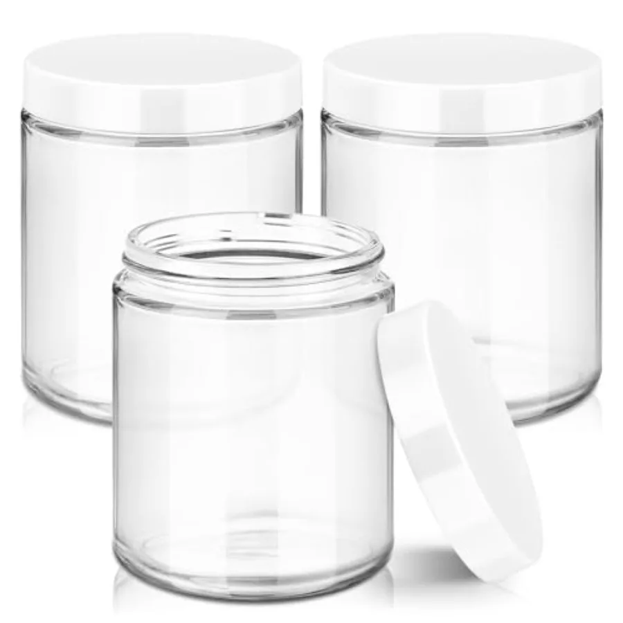 8oz Glass Jars with Lids, 3 Pack Candle Jars with Blank Labels, 250g Clear Wide Mouth Cosmetic Containers for Sample, Cream, Lo
8oz Glass Jars with Lids, 3 Pack Candle Jars with Blank Labels, 250g Clear Wide Mouth Cosmetic Containers for Sample, Cream, Lo