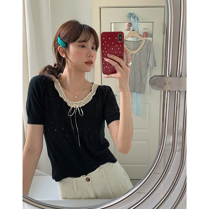 Guangzhou Ge Ming Clothing Vintage Lace Hollow Knitted Sweater Women's Summer Pure Cotton Knitted Faion Ladies' Tops
Guangzhou Ge Ming Clothing Vintage Lace Hollow Knitted Sweater Women's Summer Pure Cotton Knitted Faion Ladies' Tops