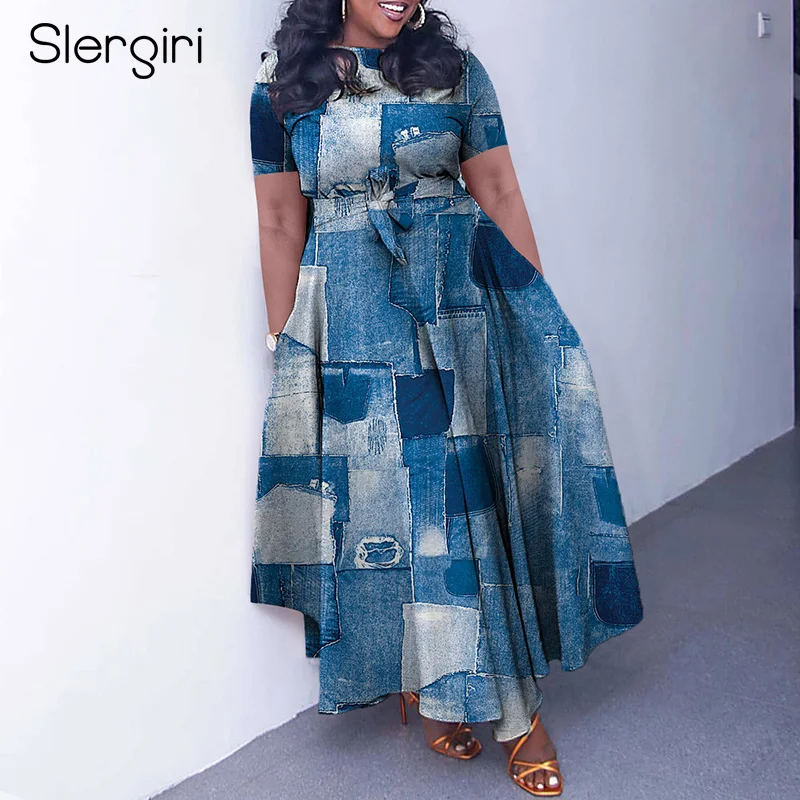 Slergiri Plus Size Women's Casual Print Belted Maxi Dress 2024 Spring Summer Fashion O-Neck Short Sleeve Big Swing Dresses
Slergiri Plus Size Women's Casual Print Belted Maxi Dress 2024 Spring Summer Fashion O-Neck Short Sleeve Big Swing Dresses
