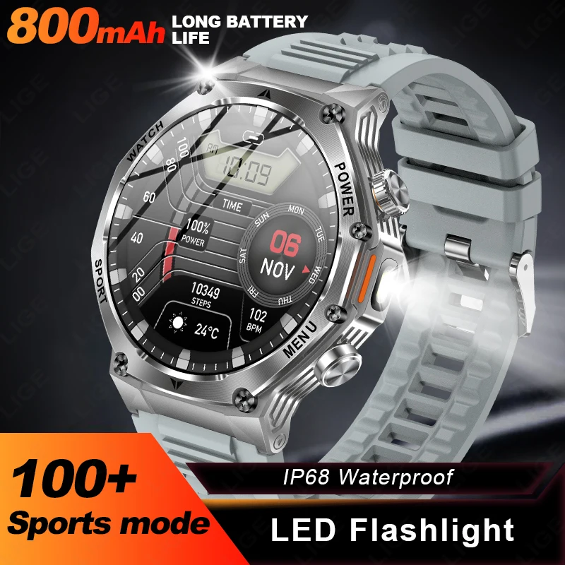 2026 New Outdoors Military 800mAh Battery Smart Watch Men IP69K Waterproof LED Flashlight Heart Rate Sports Tracker Smartwatchs
2026 New Outdoors Military 800mAh Battery Smart Watch Men IP69K Waterproof LED Flashlight Heart Rate Sports Tracker Smartwatchs