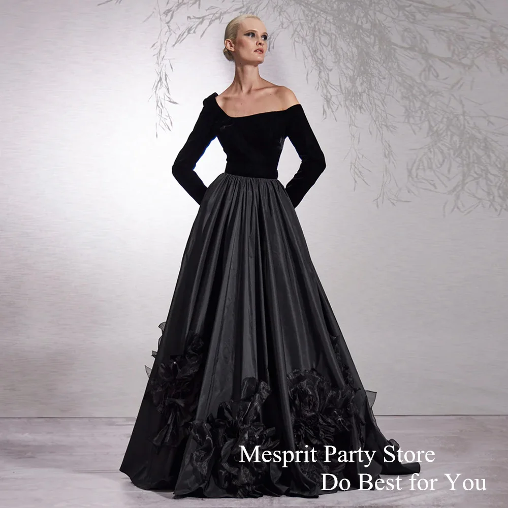 2024 Prom Dress Eleagnt V Neck Long Sleeve Velour Satin Evening Dresses Flowers Black Formal Party Gown فساتين طويلة
2024 Prom Dress Eleagnt V Neck Long Sleeve Velour Satin Evening Dresses Flowers Black Formal Party Gown فساتين طويلة