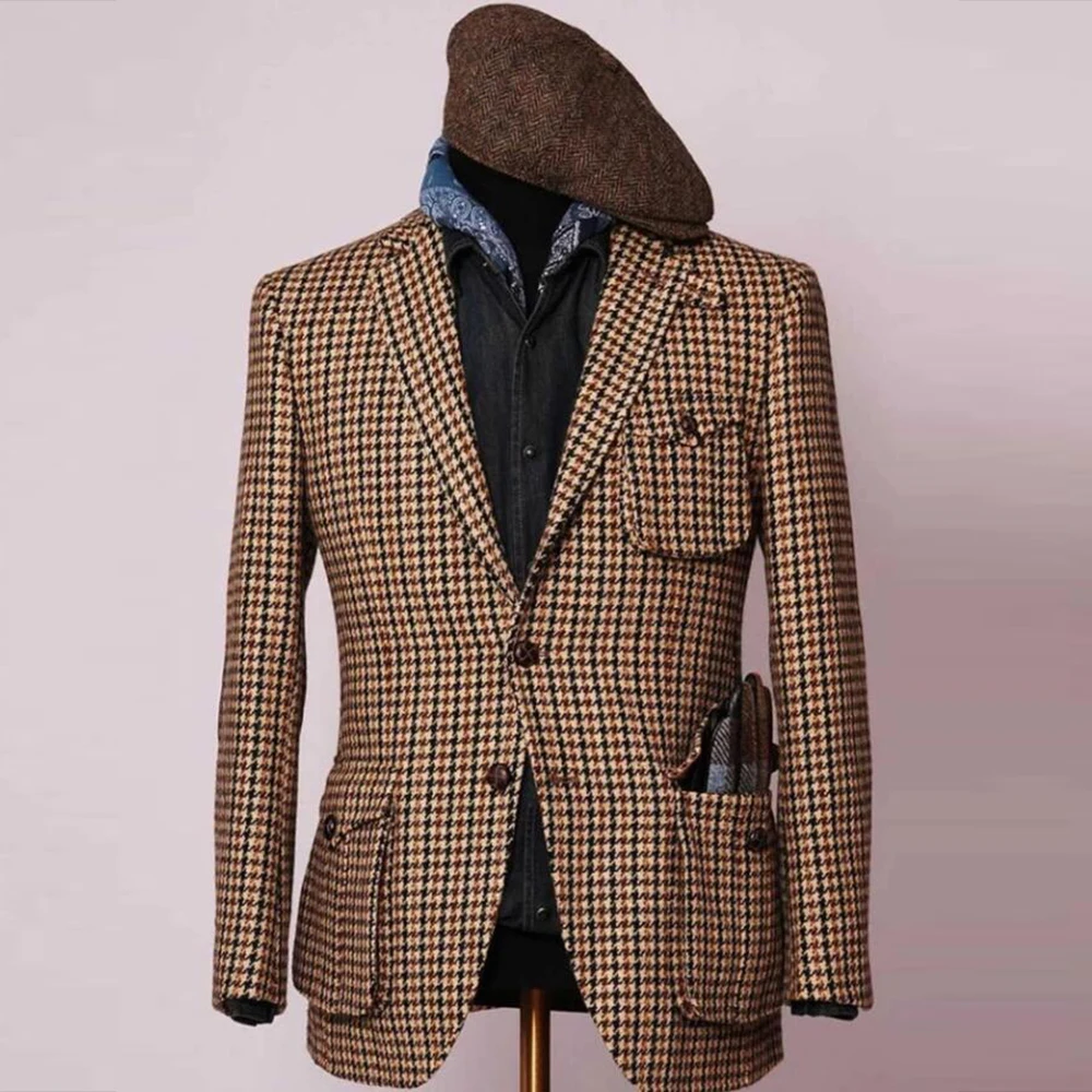 Classic Tweed Plaid Houndstooth Men's Suit Jackets 1 Piece Single Breasted Prom Blazers Customized Tuxedos Hunting Coat Outfits
Classic Tweed Plaid Houndstooth Men's Suit Jackets 1 Piece Single Breasted Prom Blazers Customized Tuxedos Hunting Coat Outfits