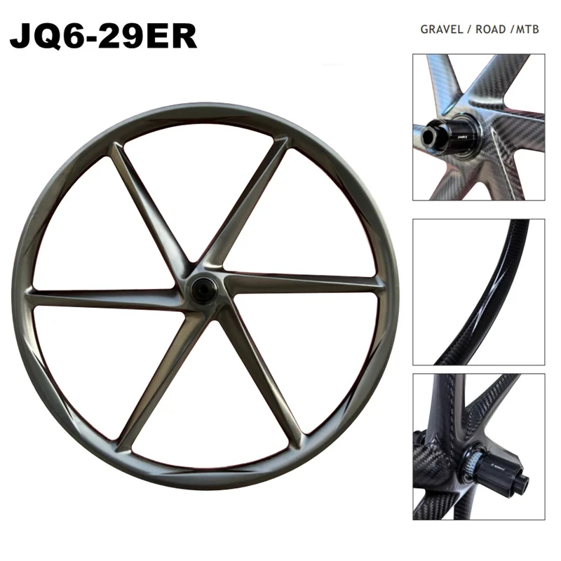BIKEDOC JQ6 Ultra Light 29 Inch 6 Spoke Wheel Ebike MTB 29 148 Boost Thru Axel Carbon Fiber Gravel 6 Spokes Bike Wheels
BIKEDOC JQ6 Ultra Light 29 Inch 6 Spoke Wheel Ebike MTB 29 148 Boost Thru Axel Carbon Fiber Gravel 6 Spokes Bike Wheels