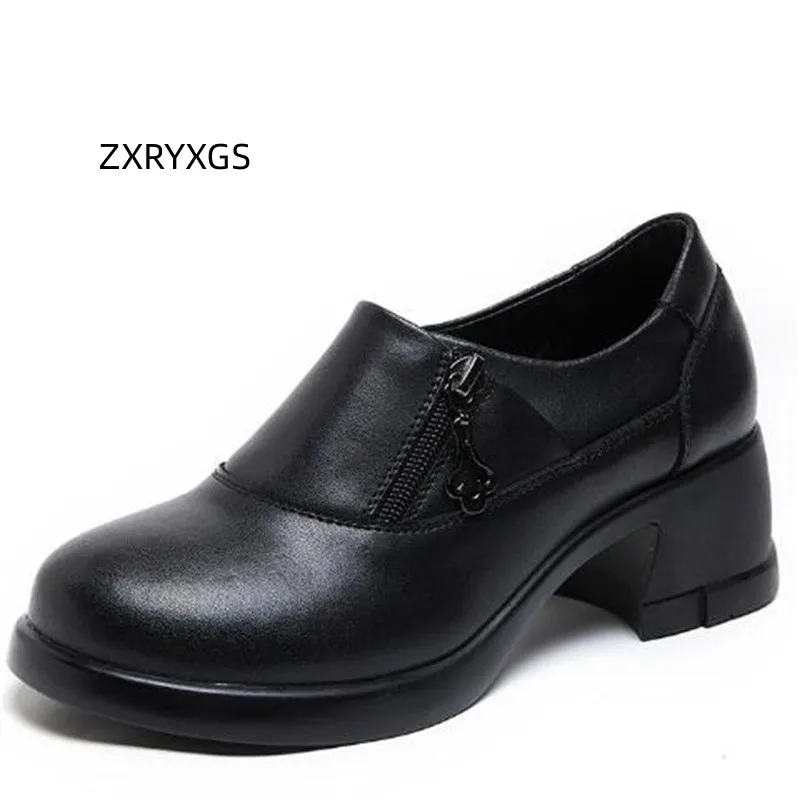 ZXRYXGS 2023 New Spring Autumn Round Toe Women Genuine Leather Shoes Thick with Mid Heels Non-slip Comfortable Retro Shoes Tide
ZXRYXGS 2023 New Spring Autumn Round Toe Women Genuine Leather Shoes Thick with Mid Heels Non-slip Comfortable Retro Shoes Tide