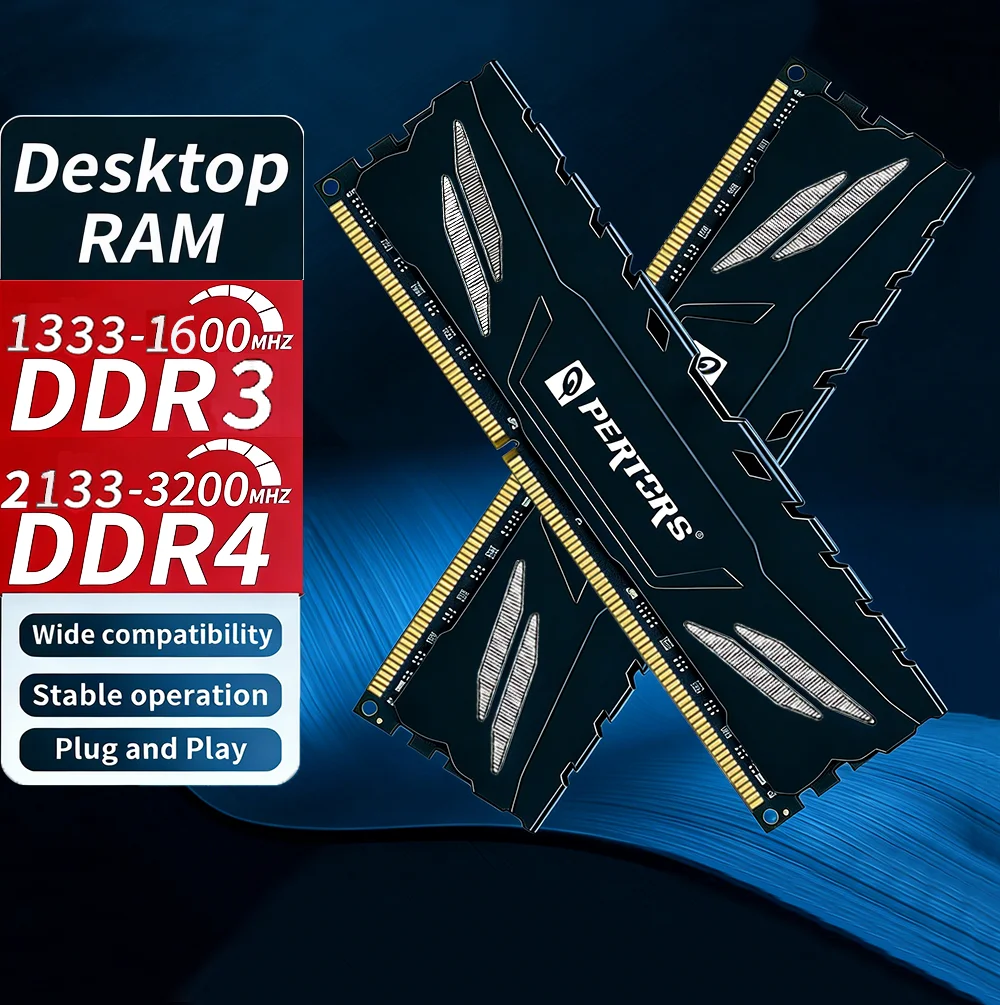 Q-PERTORS DDR3 DDR4 4GB 8GB 16GB Desktop RAM 1333 1600 2400 2666 3200Mhz DIMM RAM NON ECC Compatible with both Intel and AMD
Q-PERTORS DDR3 DDR4 4GB 8GB 16GB Desktop RAM 1333 1600 2400 2666 3200Mhz DIMM RAM NON ECC Compatible with both Intel and AMD