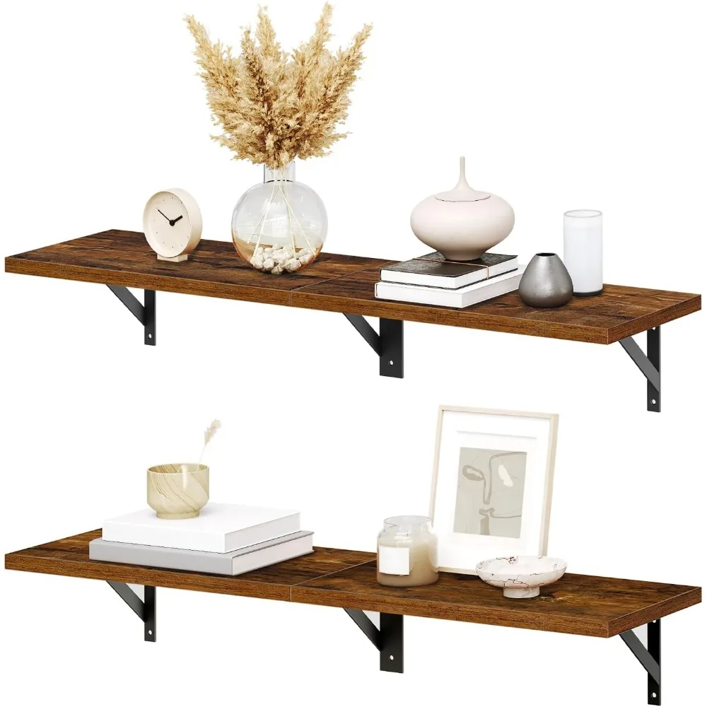 Floating Shelves, 30 Inch Wall Shelf Set of 2, Wall-Mounted Storage Shelves, Retro Hanging Shelf with Metal Frame
Floating Shelves, 30 Inch Wall Shelf Set of 2, Wall-Mounted Storage Shelves, Retro Hanging Shelf with Metal Frame