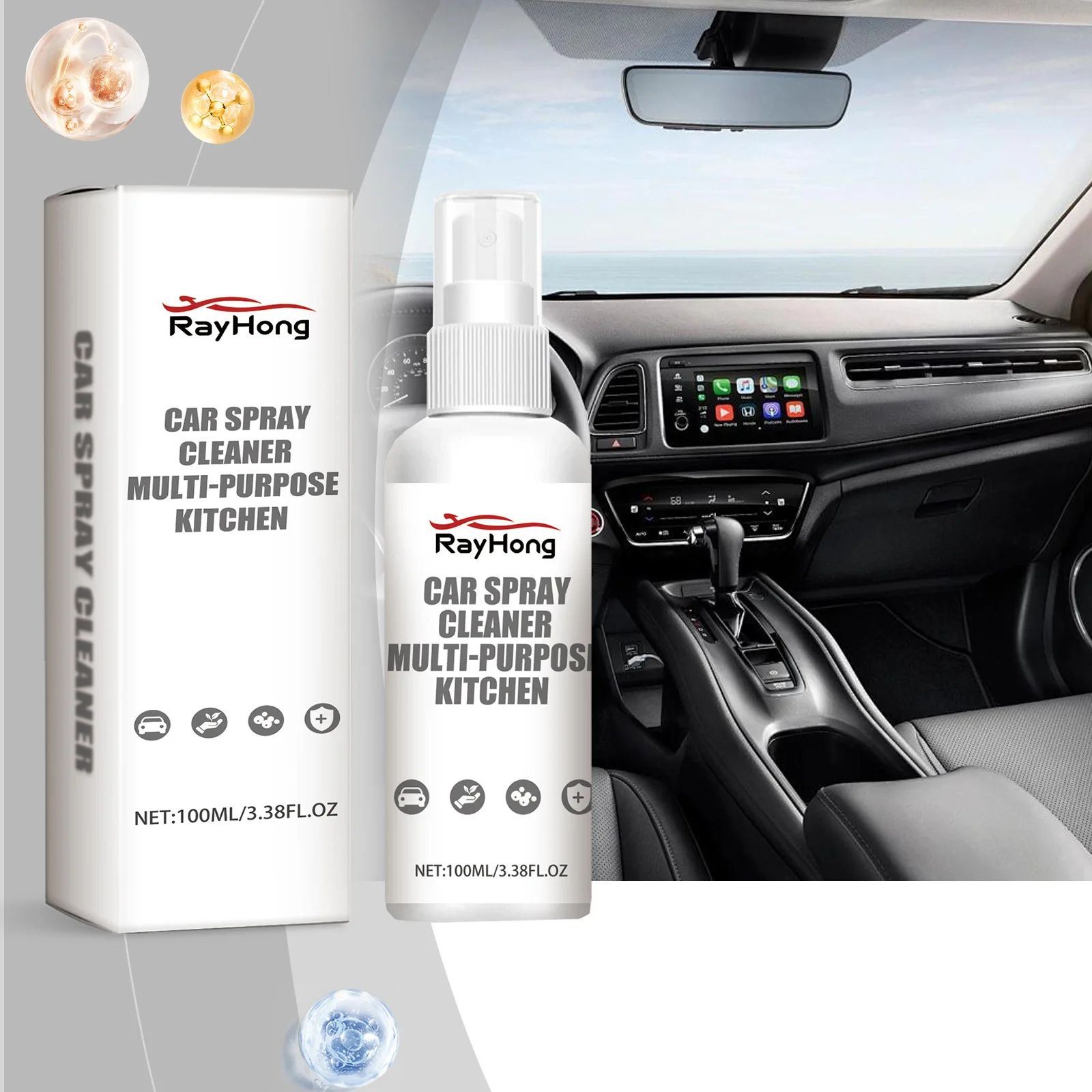 Multi-Surface Car Cleaner Spray 100ml - Interior & Glass Degreaser, Removes Stains & Odors, Safe for Leather, Plastic & Fabric
Multi-Surface Car Cleaner Spray 100ml - Interior & Glass Degreaser, Removes Stains & Odors, Safe for Leather, Plastic & Fabric