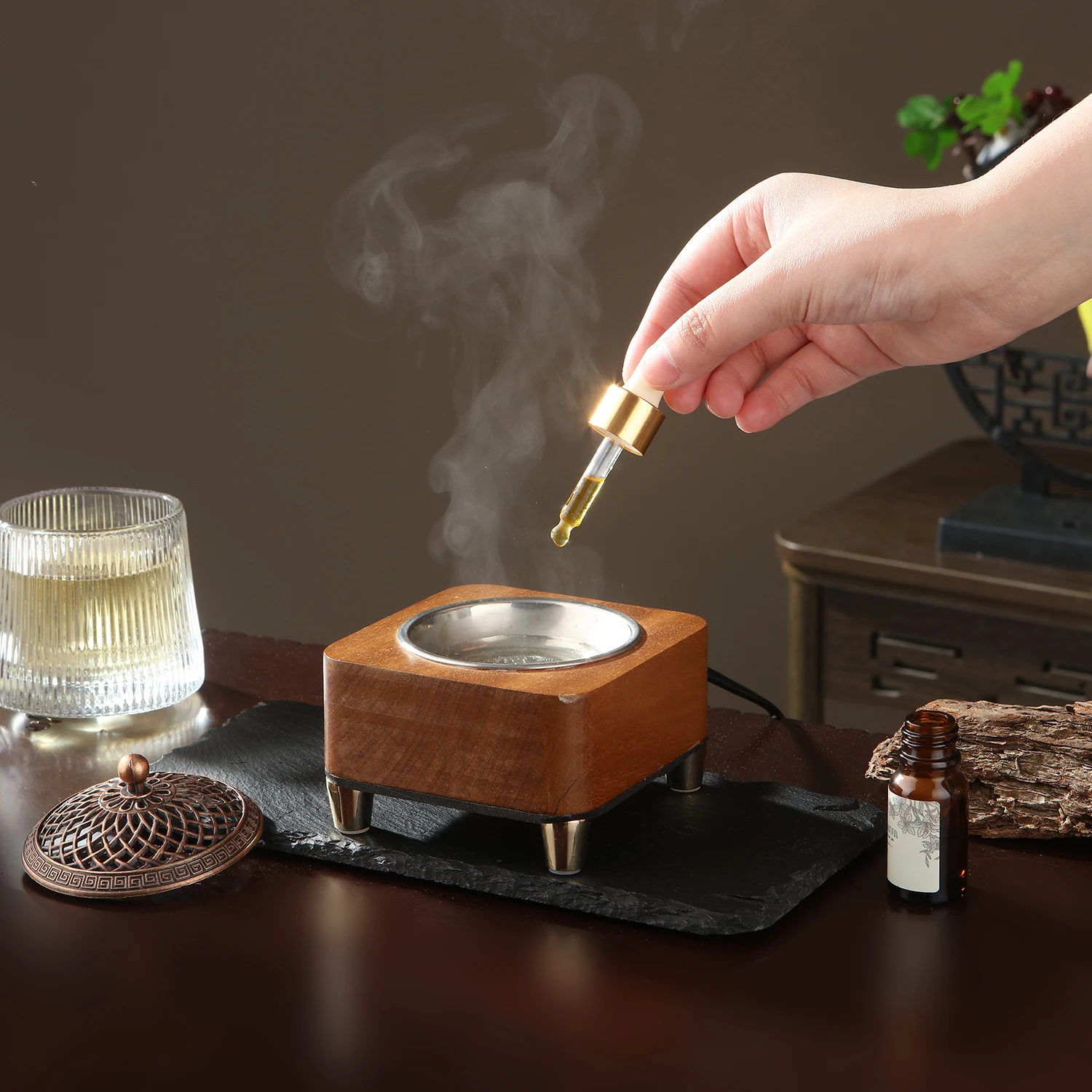 Electronic Incense Burner Wooden Essential Oil Burner Timing Adjustable Temperature Wax Melts Warmer Agarwood Incense Burner
Electronic Incense Burner Wooden Essential Oil Burner Timing Adjustable Temperature Wax Melts Warmer Agarwood Incense Burner
