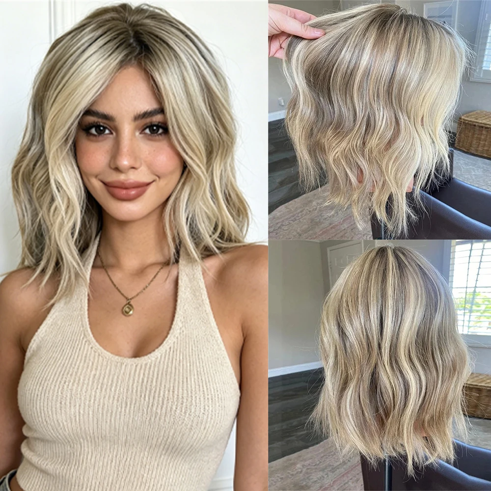 Blonde Bob Wig Ashy Highlights High Heat Synthetic Lace Front Wig for Women Dark Roots Short Natural Wave Cosplay Style Wear&Go
Blonde Bob Wig Ashy Highlights High Heat Synthetic Lace Front Wig for Women Dark Roots Short Natural Wave Cosplay Style Wear&Go