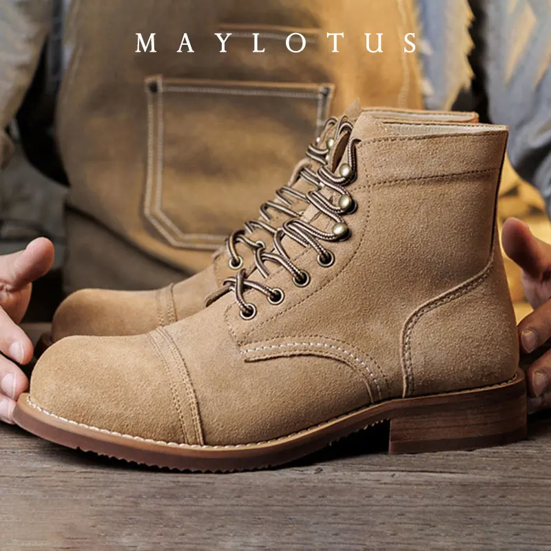 Мужские винтажные ботинки из замши с технологией Goodyear-Welted, прочные мотоциклетные ботинки в стиле панк, из натуральной кожи, средней высоты, для мужчин.
Мужские винтажные ботинки из замши с технологией Goodyear-Welted, прочные мотоциклетные ботинки в стиле панк, из натуральной кожи, средней высоты, для мужчин.