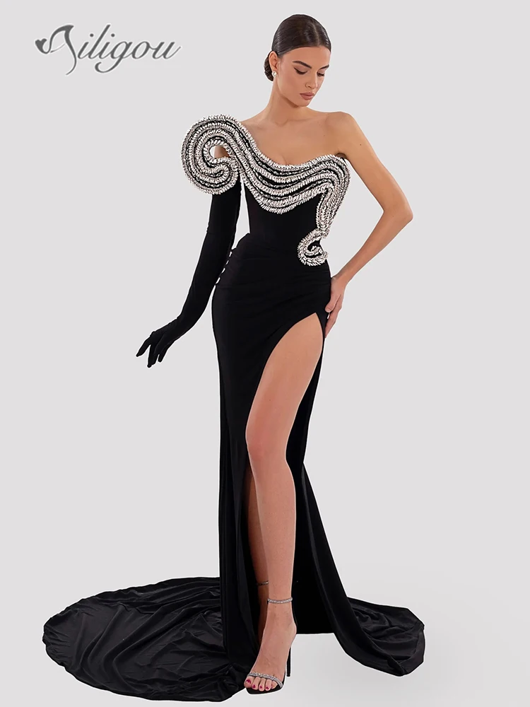 Ailigou 2024 Women's Sexy One Shoulder Sleeveless Backless Luxury Diamond Side Split Long Dress Elegant Celebrity Party Dress
Ailigou 2024 Women's Sexy One Shoulder Sleeveless Backless Luxury Diamond Side Split Long Dress Elegant Celebrity Party Dress