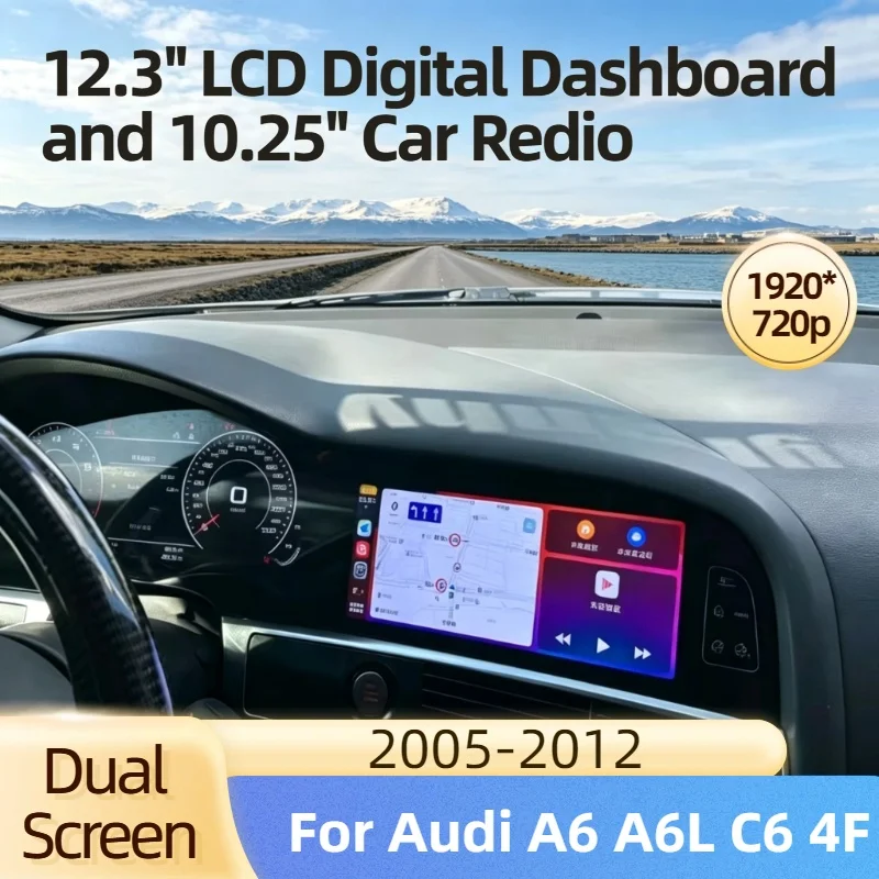 CarPlay Android Dual Screen Car Radio Car Dashboard Car For Audi A6 A6L C6 4F 2005-2012 LCD Digital Instrument Multimedia Player
CarPlay Android Dual Screen Car Radio Car Dashboard Car For Audi A6 A6L C6 4F 2005-2012 LCD Digital Instrument Multimedia Player