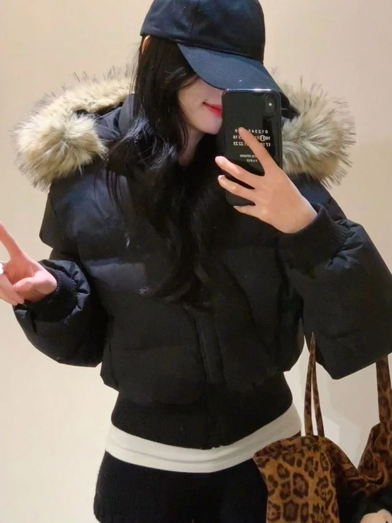 Hebe Style Thickened Cotton Jacket Hooded Zipper Short Coat Women's Winter Clothes Loose Fit with Fur Collar Korean Version
Hebe Style Thickened Cotton Jacket Hooded Zipper Short Coat Women's Winter Clothes Loose Fit with Fur Collar Korean Version