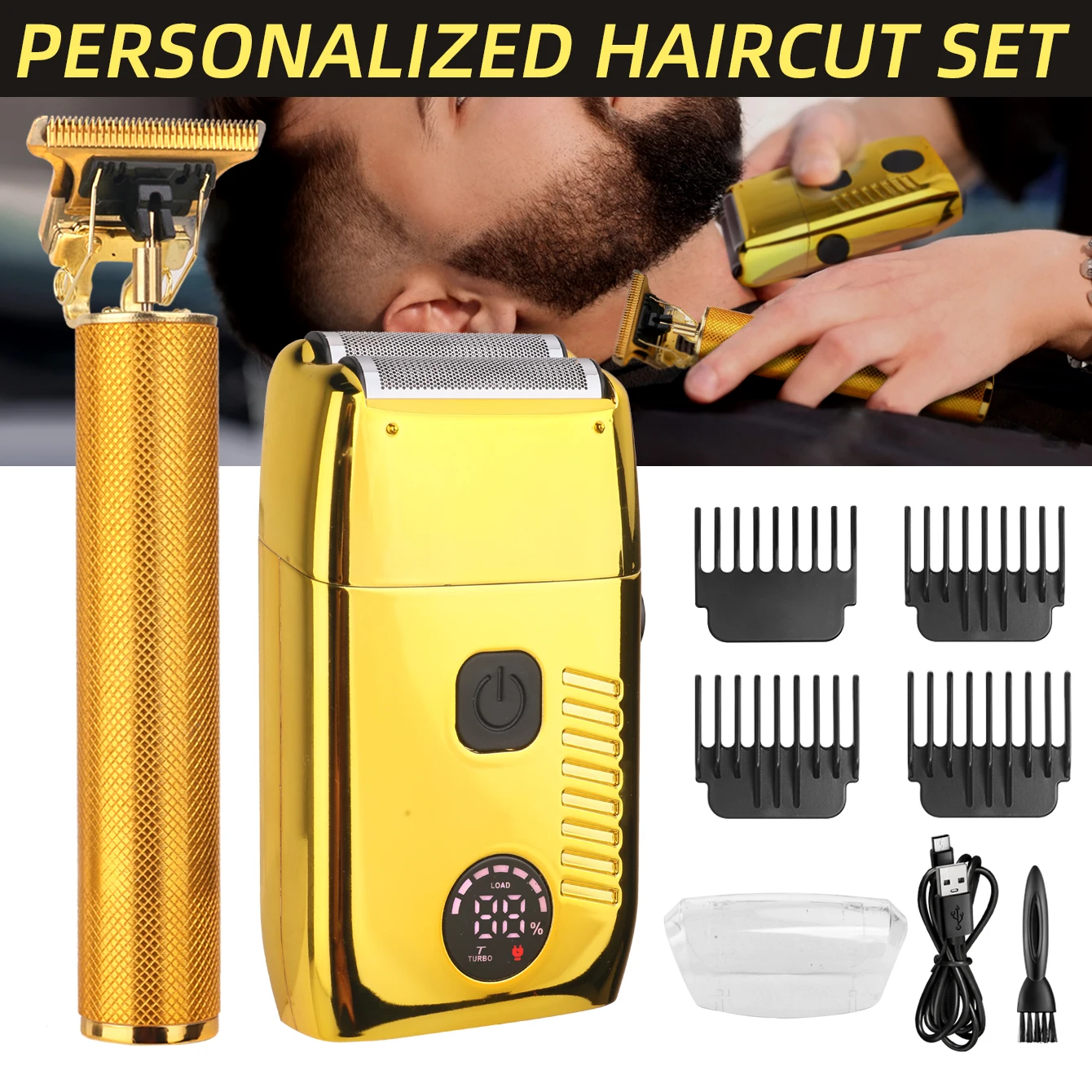 Professional Gold Hair Clipper Set Cordless Rechargeable LCD Electric Barber Machine Turbo Mode 4 Combs Precision Trimmer KiKiDO
Professional Gold Hair Clipper Set Cordless Rechargeable LCD Electric Barber Machine Turbo Mode 4 Combs Precision Trimmer KiKiDO